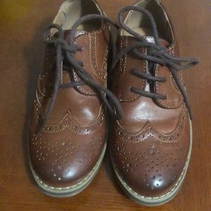 Little boys brown wing tip dress shoes